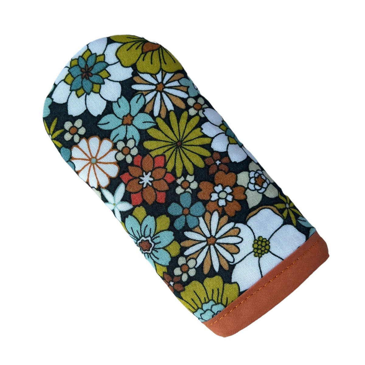 70&#39;s Flowers Cast Iron Handle Mitt