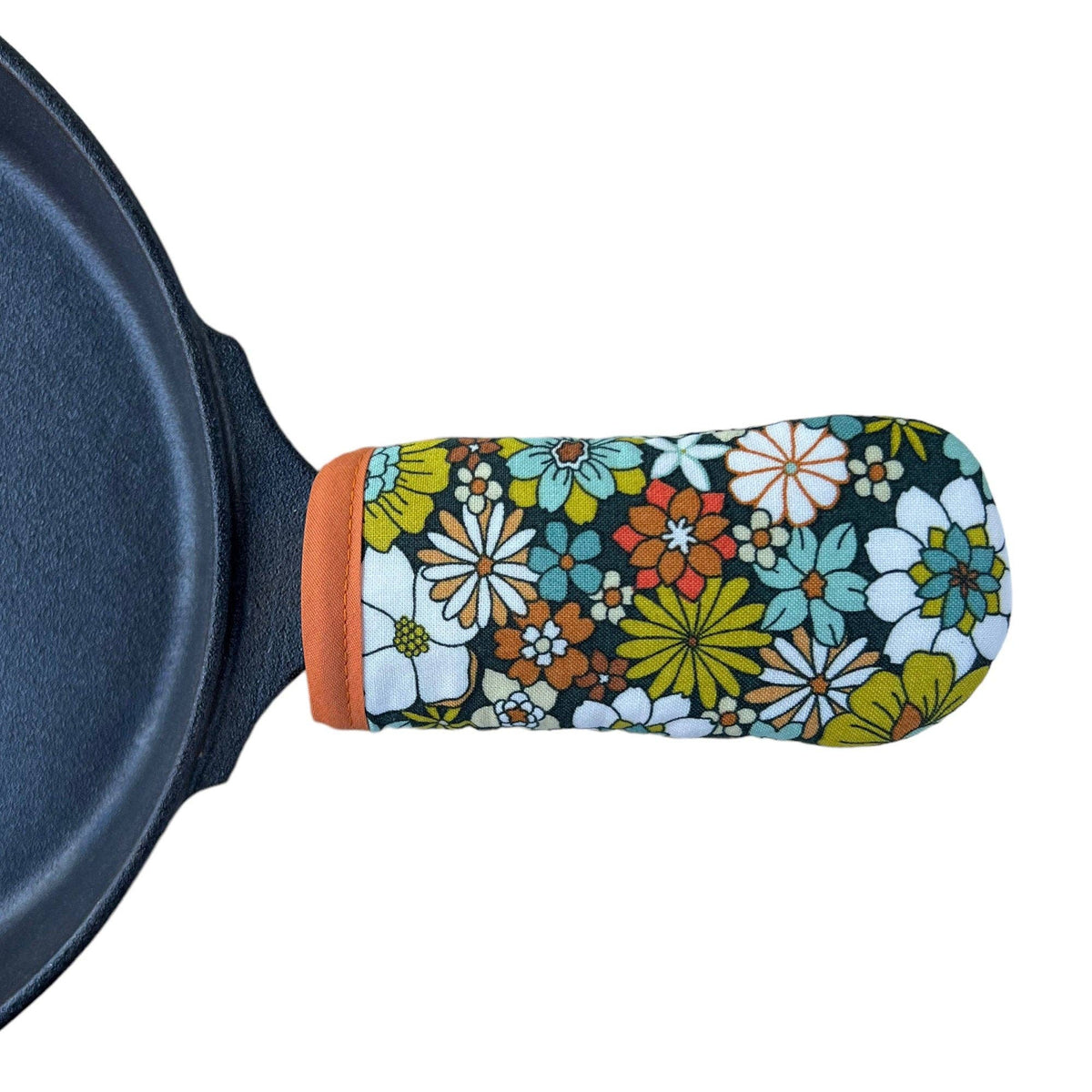 70&#39;s Flowers Cast Iron Handle Mitt