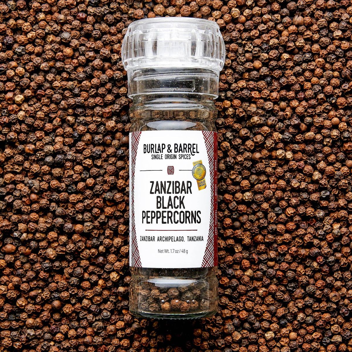 Zanzibar Black Peppercorns - Single Origin Spice &amp; Seasoning: 2.0 oz glass jar