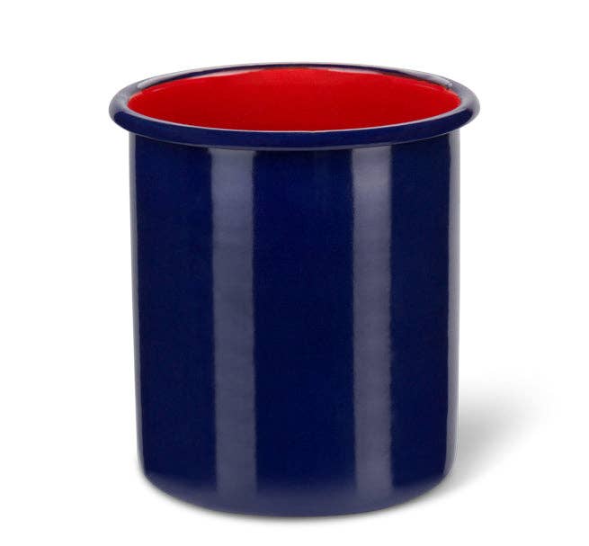 BRITISH COLOUR STANDARD - Tall Enamel Utensil Holder in Midnight Blue / Chilli Red